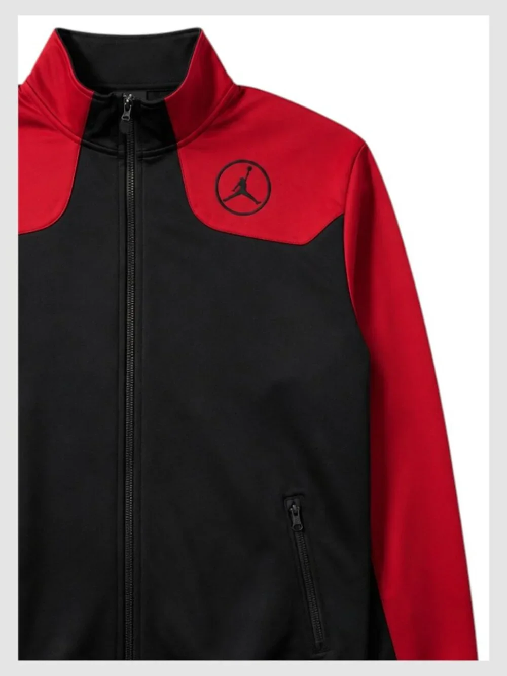 Nike Air Jordan Track Jacket Youth Black Red Jumpman Zip L 16/18